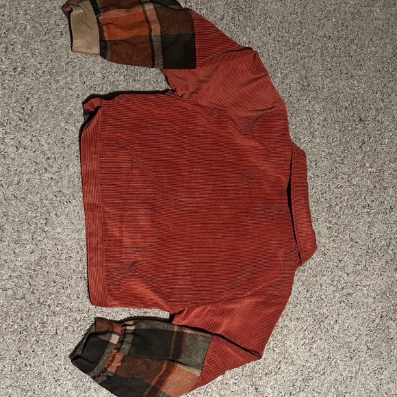 Ashley outerwear Women's Plaid Corduroy Jacket - Red and Brown - Picture 5 of 6